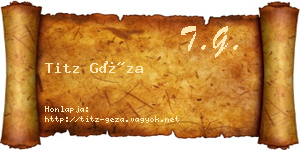 Titz Géza névjegykártya