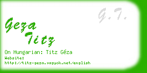 geza titz business card